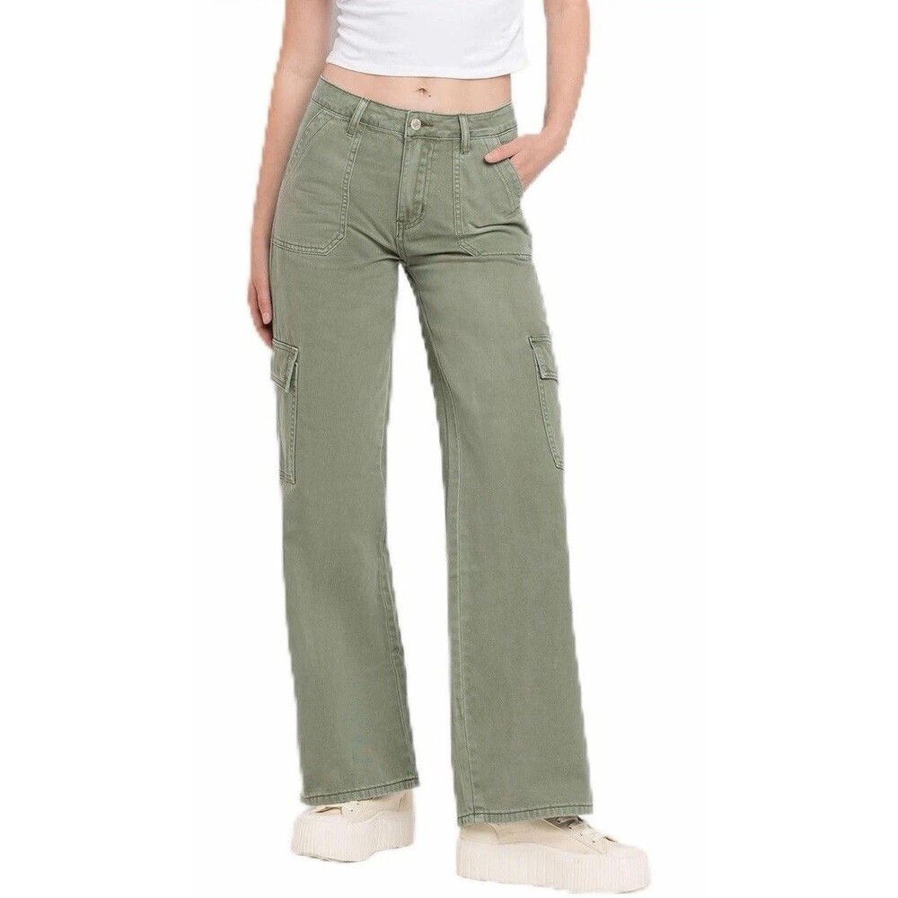 Vervet Utility Cargo Pants Women’s Size 26 Green High Rise Wide Leg Olivia
